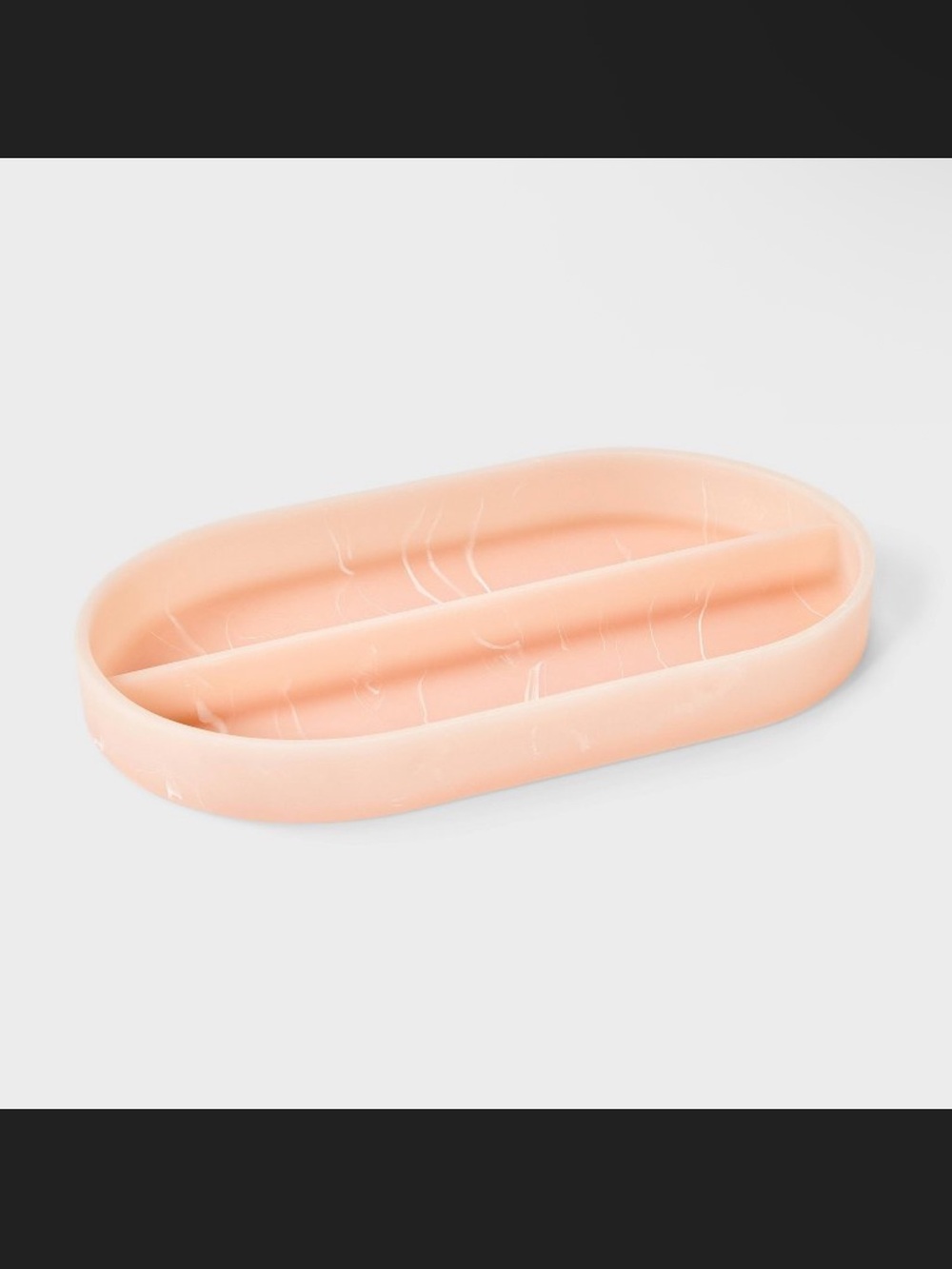 A new day Two Compartment Molded Stacking Oval Jewelry Tray - Pink Marble